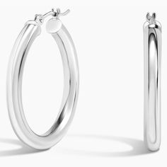 3mm Small Perfect Hoop Ears - 14K White Gold. Our favorite dress-up-or-down style. As lightweight as can be, these tube hoop earrings are perfect for elevated everyday wear and easily stacked. Small: 25mm tall, 3mm wide. Tube Hoop Earrings, Brilliant Earth, Accessories Jewelry Earrings, Favorite Dress, Jewelry Accessories, Everyday Wear, Hoop Earrings, Jewelry Earrings, White Gold