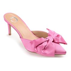 Formal occasions call for these women's Tiarra heels from Journee. Click this FOOTWEAR GUIDE to find the perfect fit and more! SHOE FEATURES Decorative bow accent Stiletto heel stylingSHOE CONSTRUCTION Fabric upper Manmade outsole Polyurethane liningSHOE DETAILS Slip-on Pointed toe 3-in. heel Size: 11 Wide. Color: Pink. Gender: female. Age Group: adult. Pumps Heels Stilettos, Wide Width Shoes, Pink Pumps, Bow Heels, Pink Heels, Shoes Heels Pumps, Stiletto Pumps, Journee Collection, Mules Shoes