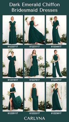 the bridesmaid dresses are all in different colors and sizes, but not very long