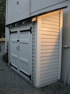 two garages are shown next to each other