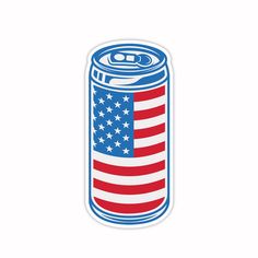 an american flag can sticker on a white background