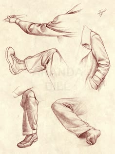 some drawings of legs and feet in different positions