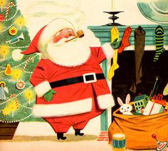 an old fashioned christmas card with santa claus