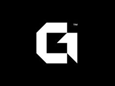 the letter g is made up of white and black letters on a black background with an arrow