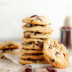 a stack of cookies sitting on top of a table