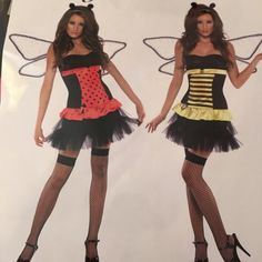 New In Package, Reversible Bumble Bee/Lady Bug Costume. Includes: Reversible Dress Wings Headpiece Package Said: "Package Said: "Bust: S 34.5-.5.5", M 37-38.5" Waist: S 26.5-27.5", M 29-30.5" Hip: S 37-38", M 39.5-41" All Items Come From A Pet-Free, Non-Smoking Environment, And Are Stored In A Clean & Dry Room. Bumble Bee And Lady Bug Halloween, Ladybug And Bee Costume, Bug Costume Adult, Bug Halloween Costume, Wings Headpiece, Bumble Bee Costume, Bug Costume, Modern Feminism, Ladybug Costume