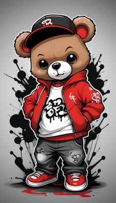 Teddy Bear T Shirt Design, Dft Printing Designs, Cool Cartoon Art, Tshirt Print Ideas, Dtf Print Designs, Cool Cartoon Drawings, Creative Logo Design Art, Teddy Bear Cartoon