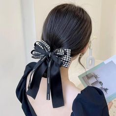 PRICES MAY VARY. [Unique and Beautiful]：This bow hair Scrunchies is inspired by life! With its gorgeous design, combined with bright colors and classic black white thousand bird check pattern, it is truly unique and exquisite. Whether you are attending any occasion, it will make you the focus of attention. [Suitable for Various Occasions]：The hair Scrunchies for girls are super easy to clip into hair. It's a great choice for decorating braids, ponytails and pigtails, and for everyday wear, Valen Silk Hair Bow, Thanksgiving Accessories, Unique Hair Bows, Boho Chic Hairstyles, Ponytail Updo, Chinese Hair Accessories, Chinese Hair, Tie For Women, Bow Hairstyle