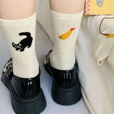 Material: Cotton, Polyester Moon Clothing, Butterfly Clothes, Aesthetic Socks, Crop Top Aesthetic, Soft Girl Outfits, Argyle Sweater Vest, Cottagecore Clothes, Tabi Shoes, Cat Socks