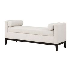 a white couch with black legs on a white background