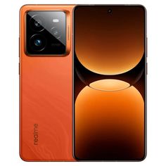 an orange samsung phone with the camera on it's back and side facing up