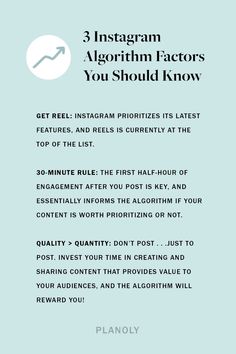 an info sheet with the text 3 instagramn factorors you should know about