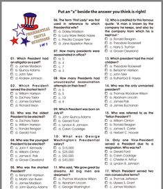 Office Morale, Holiday Trivia, Trivia Questions For Kids, Independence Day Activities, Fourth Of July Food, Learning Worksheets, 4th Of July Celebration