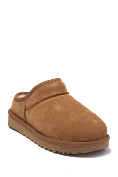 UGG | Suede Classic Slipper | Nordstrom Rack Ugg Classic Slipper, Ugg Slippers Outfit, Slipper Outfit, Slippers Outfit, Ugg Tasman Slippers, Classic Slippers, Ugg Tasman, Suede Slippers, Designer Slippers