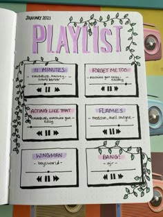 an open notebook with the words playlist written on it