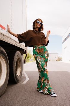 Never Taking These Off Trousers in Tiger Tales *RESTOCKED* Cool Womens Pants, Mid Size Eclectic Fashion, Edgy Over 40 Fashion, Funky Business Outfits, Woman Pants Outfit, Cute Outfits With Glasses, Boho Outfits 2024, Christian Concert Outfits, Trending Fashion 2024