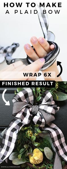 how to make a plaid bow with ribbon and nail vare on the inside of it