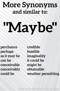 a poster with words that say more syonomyms and similar to'maybe '