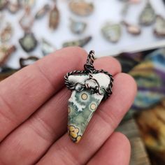 Oldstock Ocean Jasper pendant Copper Electroformed Jewelry, Electroformed Jewelry, Crystal Necklaces, Beautiful Ocean, Jasper Pendant, Nov 2, Ocean Jasper, Crystal Necklace, Favorite Jewelry