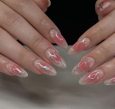 Pink Douyin Nails Almond, Douyin Nails Almond, Douyin Nails, Japanese Nails