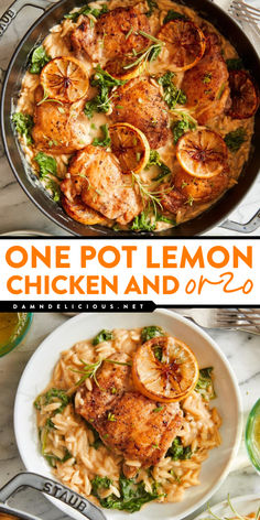 Want more simple family meals? You're going to love this one pot chicken and orzo! Complete with orzo pasta and sneaked-in greens in creamy lemon goodness, this chicken dinner recipe is a winner! Lemon Chicken And Orzo, Lemony Orzo, Grain Dishes, Chicken And Orzo, Creamy Orzo, Winning Recipes, Fast Dinner, Orzo Recipes, Mediterranean Dishes