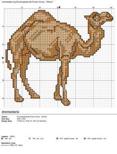 a cross stitch pattern with a camel on it's back and the words, orname