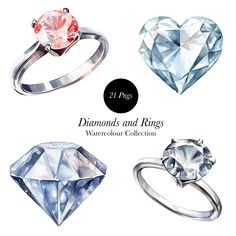 diamonds and rings watercolor collection