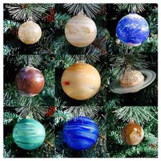 the planets are in different colors on this christmas tree