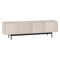 the sideboard is made from wood and has black legs