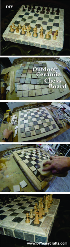 the chess board is being made and ready to be played