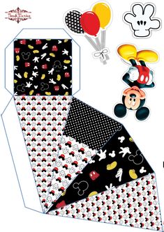 mickey mouse party supplies including balloons and napkins