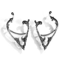 Fashion Earrings- European and American Style Jewelry Sweet Cool Dark Style Fairy Earrings Retro Creative Halloween Women's Trend Contour Ear ClipModel Number:1005003619905043 Punk Fairy, Elf Jewelry, Ear Cuff Piercing, Elf Ear, Elf Ear Cuff, Fairy Ears, Halloween Retro, Goth Earrings, Elf Ears