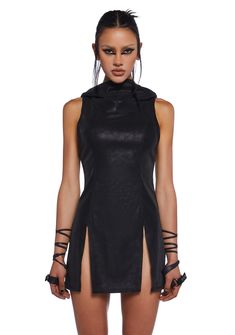 DARKER WAVS Mask Hood Slit Maxi Dress - Green – Dolls Kill Techno Outfit, Harness Dress, Pride Outfit, Corset Mini Dress, Cotton Romper, Black Doll, Cute Swag Outfits, Sleeveless Rompers