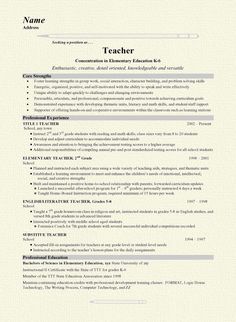 a professional teacher resume with no work experience