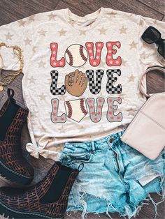 Love Baseball ~ Unisex T-shirts, Sweatshirts, Raglans and Tank Tops Relaxed Fit Printed In The USA Cute Shirt Designs, Cropped Hoodie, Cute Shirts, Vintage Look, Vintage Looks, Color Design, Shirt Designs, Perfect Fit, Graphic Tees