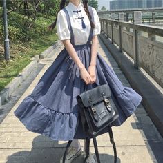 Skirt Ruffles, Skirt Preppy, Korean Shirt, Old Dress, Mode Kawaii, Women Skirt, Mode Kpop, 가을 패션