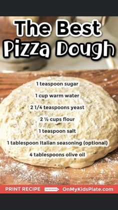 the best pizza dough recipe on a cutting board