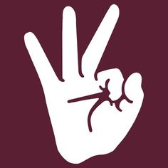 the peace sign is drawn in white on a maroon background