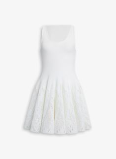 Shop the Alaïa White SKATER DRESS IN PIQUE LACE KNIT for women. Shop the US store online now and receive free standard shipping. Maison Alaia, Ladys Dresses, White Skater Dress, Alaia Dress, Best Corset, Skater Mini Dress, White Skater Dresses, Paneled Skirt, Fantasy Gowns