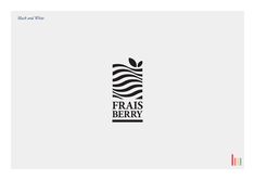 the logo for frais berry is shown in black and white on a gray background