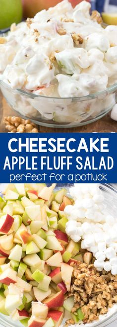 cheesecake apple fluff salad is the perfect appetizer for a potluck