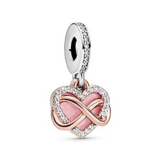 This stylish woven infinity charm from Pandora conveys a feeling of endless love with sparkling hearts and pink enamel background. Crafted from Pandora Rose™ with sparkling cubic zirconia accents, it is both timeless and modern in expression. Silver Lipstick, Charms Pandora, Bracelet Pandora, Infinity Heart, Rose Gold Heart, Pandora Bracelet Charms, Pandora Bracelets, Dangle Charms, Bijoux Diy