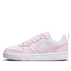 (GS) Nike Court Borough Low Recraft 'White Pink Foam' DV5456-105 Coquette Nike Shoes, Baby Pink Nike Shoes, Pink And White Nike Shoes, White And Pink Nike Shoes, Nike Shoes Women Pink, Light Pink Nike Shoes, Light Pink Dunks, Nike Pink Shoes, Cute Shoes For School