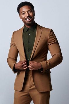 Groom Suits, Jordan Style, Tan Suit, Dinner Suit, Michael B Jordan, Wedding Suits Groom, Brown Suits, Slim Fit Suits