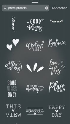 some type of stickers that are on the back of a cell phone, with different font