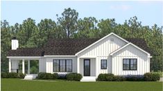 this is a computer rendering of the front elevation of these ranch homeplans plans