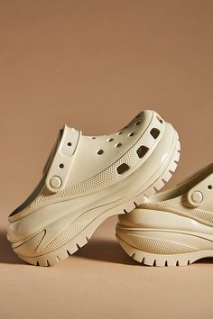 Rubber upper, insole, sole Slip-on styling Imported | Mega Crush Clogs by Crocs in Beige, Women's, Size: Us 6/eu 38 , Rubberat Anthropologie Daphne Vincent, Crocs Platforms, Crocs Platform Clog, Croc Outfits, Crocs Mega Crush, Croc Platforms, Crocs Aesthetic, Crocs Platform