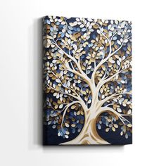 a painting of a tree with leaves on it