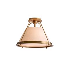 a light fixture with a beige shade on it