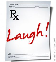 a paper with the word laugh written in red ink on it's front cover